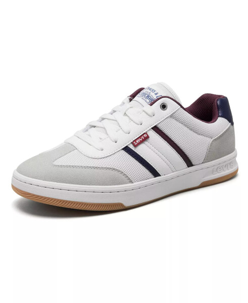 Men's Zane Low-Top Athletic Lace Up Sneakers White, Navy, Burgundy - 1