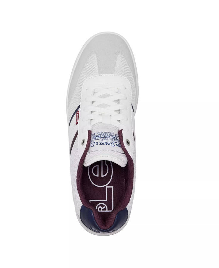 Men's Zane Low-Top Athletic Lace Up Sneakers White, Navy, Burgundy - 4