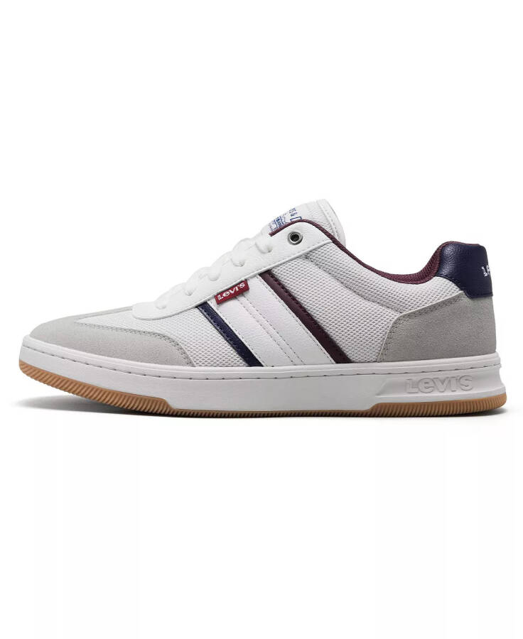 Men's Zane Low-Top Athletic Lace Up Sneakers White, Navy, Burgundy - 6