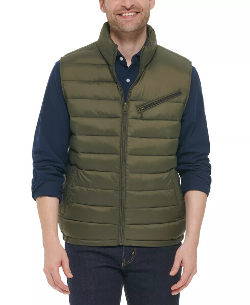 Men's Zip-Front Puffer Vest Army Green - 1