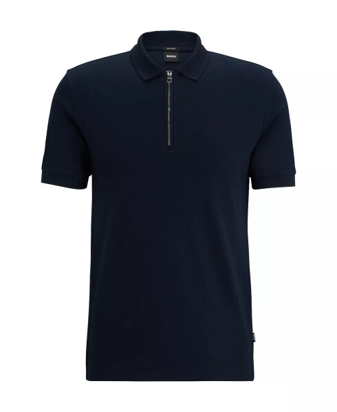 Men's Zip Neck Slim-Fit Polo Shirt Dark Blue - 2