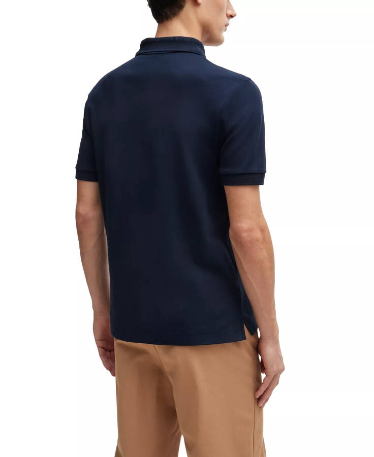 Men's Zip Neck Slim-Fit Polo Shirt Dark Blue - 3