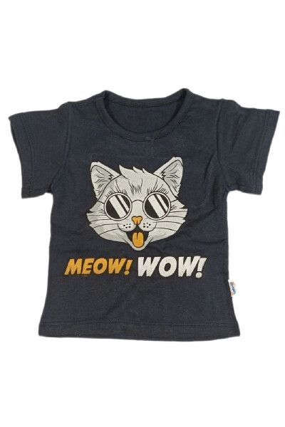 Meow Wow Cat Printed Children's Set Short-Sleeved Top and Shorts (Slim Fit) - 2