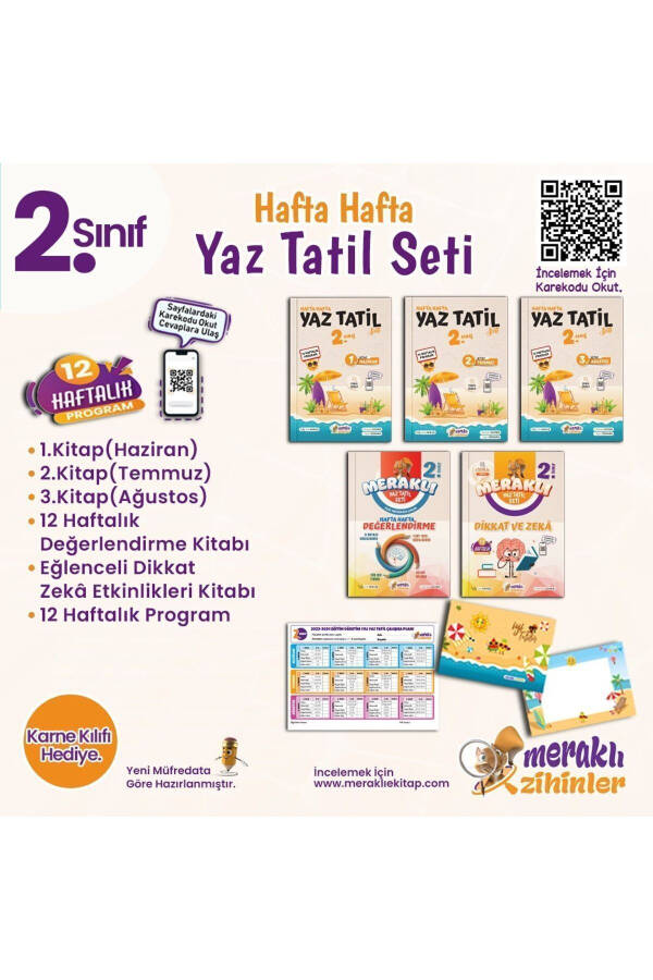 MERAKLI ZİHİNLER YAYINCILIK 2.SINIF HAFTA HAFTA YAZ TATİL SETİ 2024 ( KARNE KILIFI HEDİYELİ) - 2