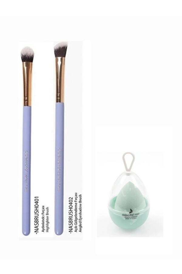 Mermaid Series Highlighter and Angled Blending Brush + Boxed Egg Sponge - 91 Green - 1