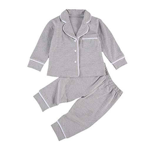 Merqwadd Toddler Baby Button-Down Pajamas Set, Cotton 2-PCS-PJs Set Shirt and Pants Sleepwear for Unisex Kids - 43