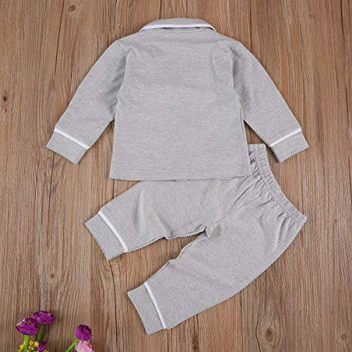 Merqwadd Toddler Baby Button-Down Pajamas Set, Cotton 2-PCS-PJs Set Shirt and Pants Sleepwear for Unisex Kids - 45