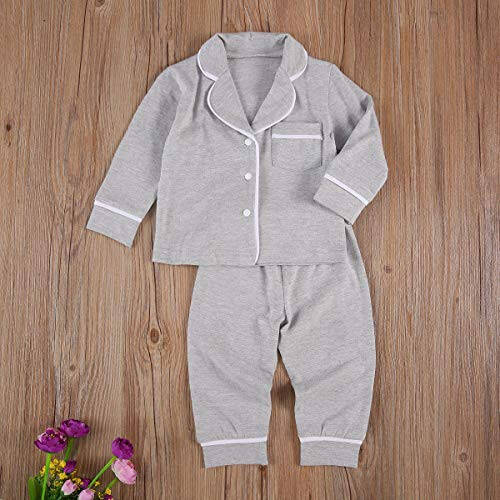 Merqwadd Toddler Baby Button-Down Pajamas Set, Cotton 2-PCS-PJs Set Shirt and Pants Sleepwear for Unisex Kids - 49