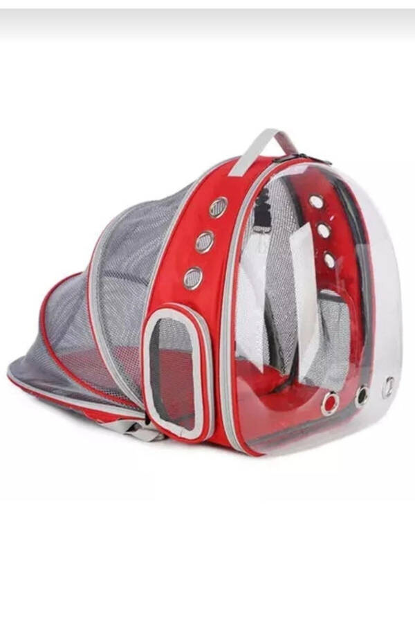 Mesh Openable Transparent Astronaut Cat Dog Pet Carrier Bag Red - 8