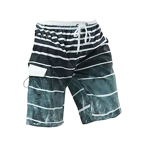 MESSIYO Men's Beachwear Loose Quick Drying Summer Shorts Surfing Pants Men's Striped Big Shorts Elastic Pants for Men - 1