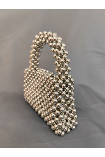 Metal Silver Bead Bag for Evening, Bridal, Special Occasions - 2