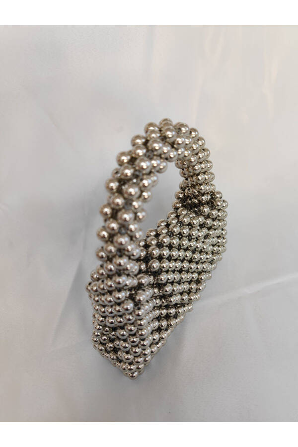 Metal Silver Bead Bag for Evening, Bridal, Special Occasions - 3