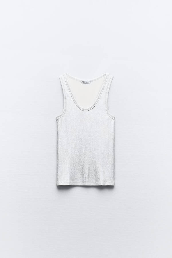 Metallic Long T-Shirt - Silver - 21