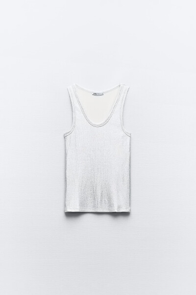 Metallic Long T-Shirt - Silver - 13