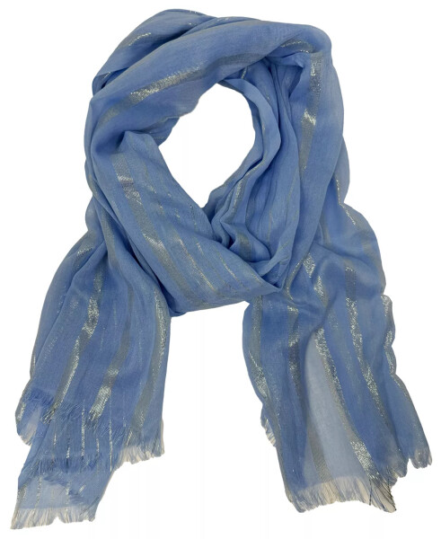 Metallic Stripe Oblong Scarf Vista Blue - 1