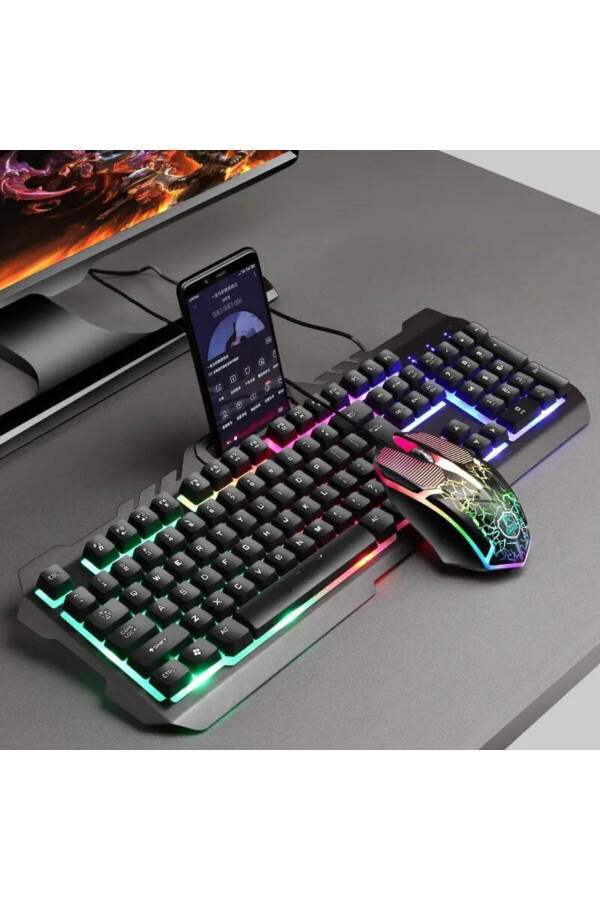 Металлический корпус Rgb 2в1 Игрок Игровой Механический Тактильный Проводной Турецкий Q Клавиатура И Rgb Мышь Набор Blic Bkb9 - 7