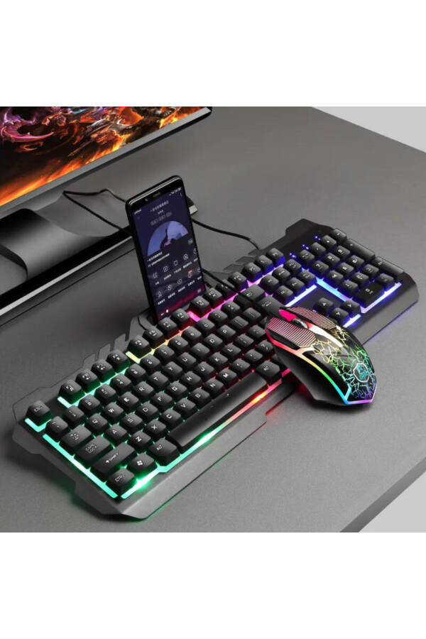 Металлический корпус Rgb 2в1 Игрок Игровой Механический Тактильный Проводной Турецкий Q Клавиатура И Rgb Мышь Набор Blic Bkb9 - 14