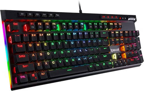 Механическая игровая клавиатура Redragon K580 VATA с RGB-подсветкой, макроклавишами и выделенными элементами управления мультимедиа, гнездом для горячей замены, встроенной записью макросов (коричневые переключатели) - 1