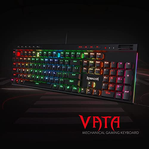 Механическая игровая клавиатура Redragon K580 VATA с RGB-подсветкой, макроклавишами и выделенными элементами управления мультимедиа, гнездом для горячей замены, встроенной записью макросов (коричневые переключатели) - 2