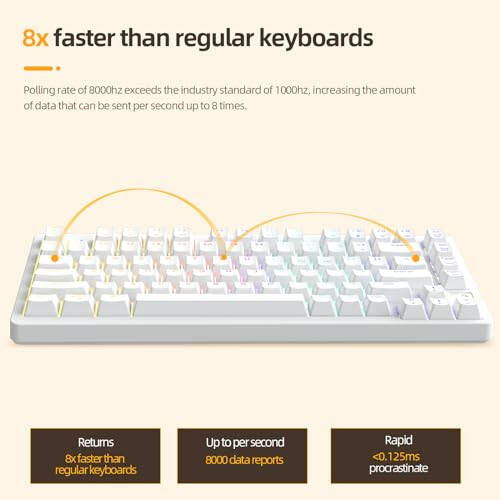 Механическая клавиатура IROK ND75 с быстрым срабатыванием магнитных переключателей TKL 75% с горячей заменой RGB-подсветкой программируемая проводная игровая клавиатура для Win/Mac геймеров - Белая - 5