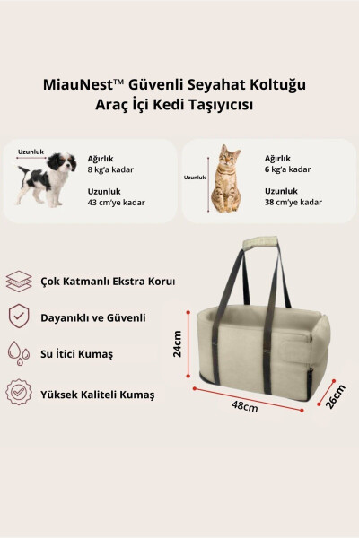 MiauNest™ Cat Carrier Travel Bag Car Bed and Cat Bag Beige - 3