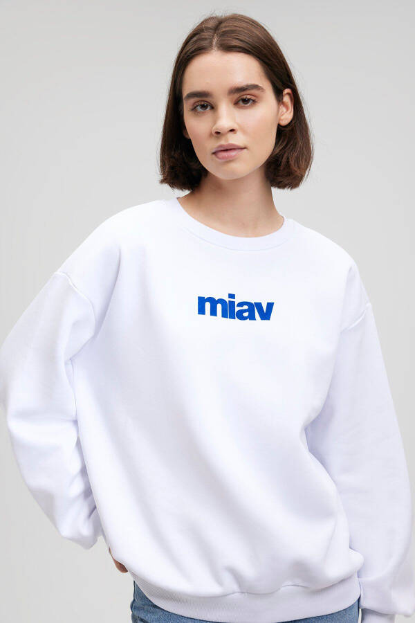 Miav Baskılı Beyaz Sweatshirt 1610964-620 - 20