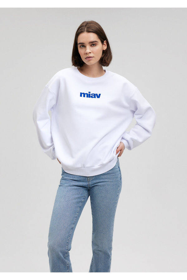 Miav Baskılı Beyaz Sweatshirt 1610964-620 - 21