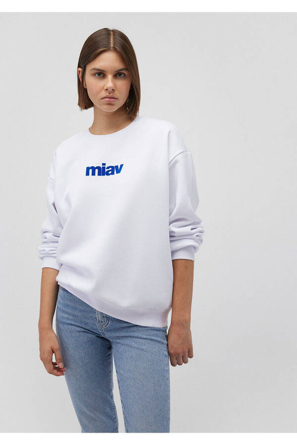 Miav Baskılı Beyaz Sweatshirt 1610964-620 - 8