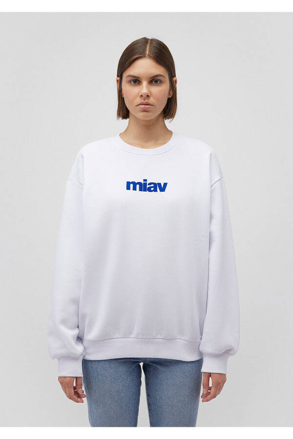 Miav Baskılı Beyaz Sweatshirt 1610964-620 - 9