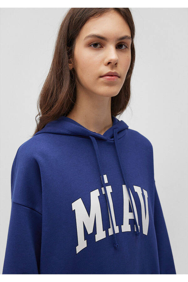 Miav Baskılı Kapüşonlu Mavi Sweatshirt 1S10131-70722 - 25