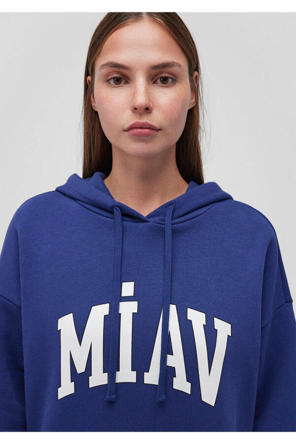 Miav Baskılı Kapüşonlu Mavi Sweatshirt 1S10131-70722 - 12