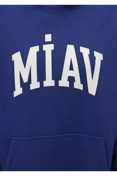 Miav Baskılı Kapüşonlu Mavi Sweatshirt 1S10131-70722 - 14