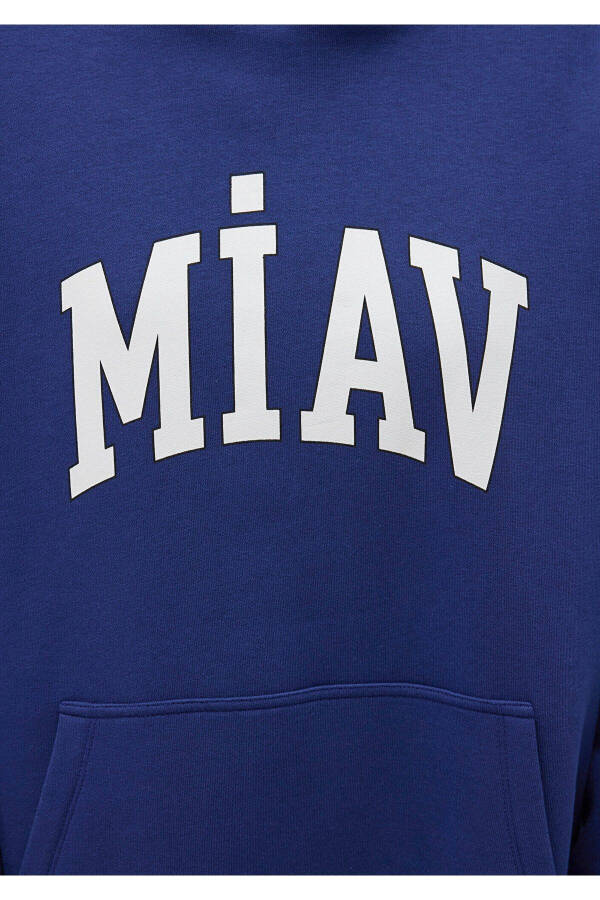 Miav Baskılı Kapüşonlu Mavi Sweatshirt 1S10131-70722 - 7