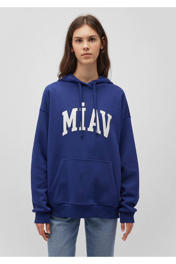 Miav Printed Hooded Blue Sweatshirt 1S10131-70722 - 23