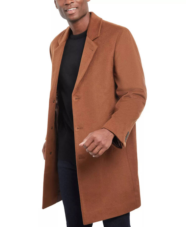 Michael Kors Men's Madison Wool Blend Modern-Fit Overcoat Brown - 1