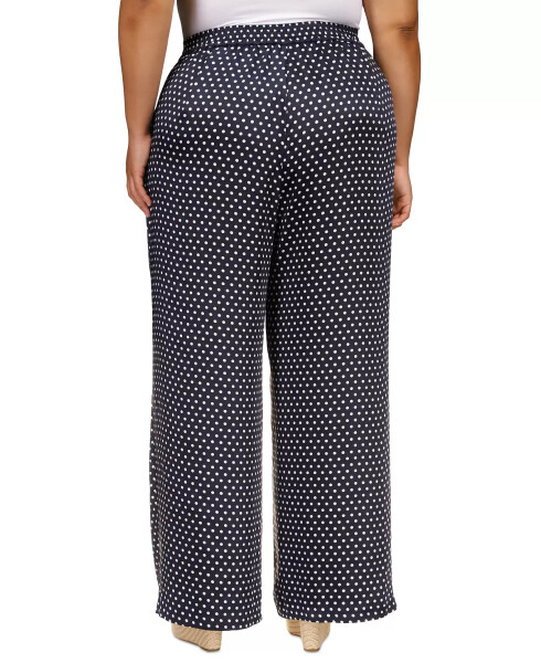 Michael Kors Plus Size Dot-Print Wide-Leg Satin Pants Midnight Blue - 2