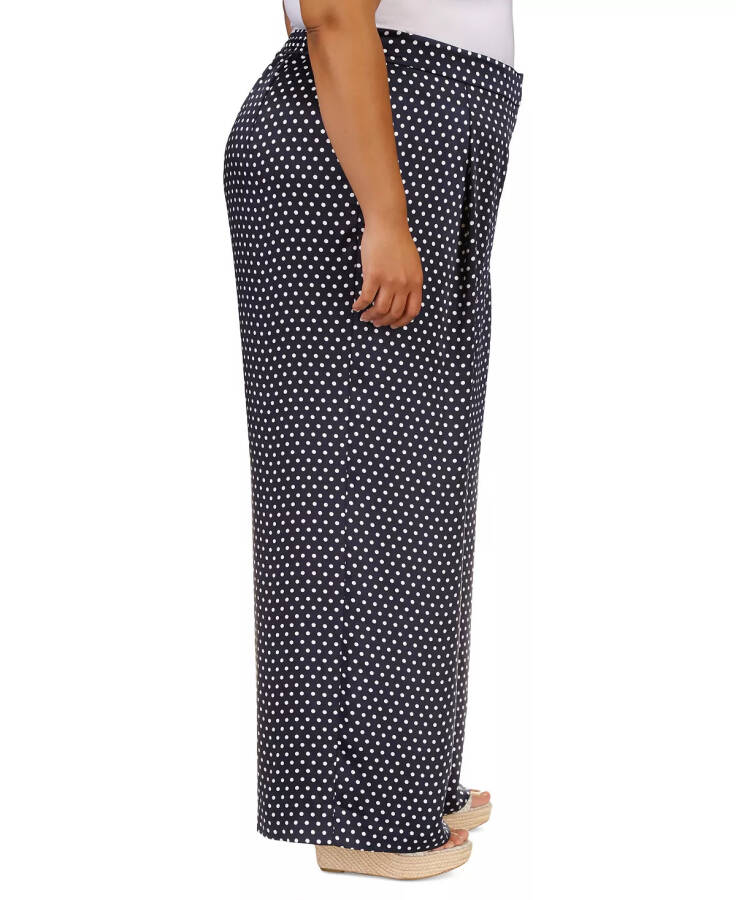 Michael Kors Plus Size Dot-Print Wide-Leg Satin Pants Midnight Blue - 3