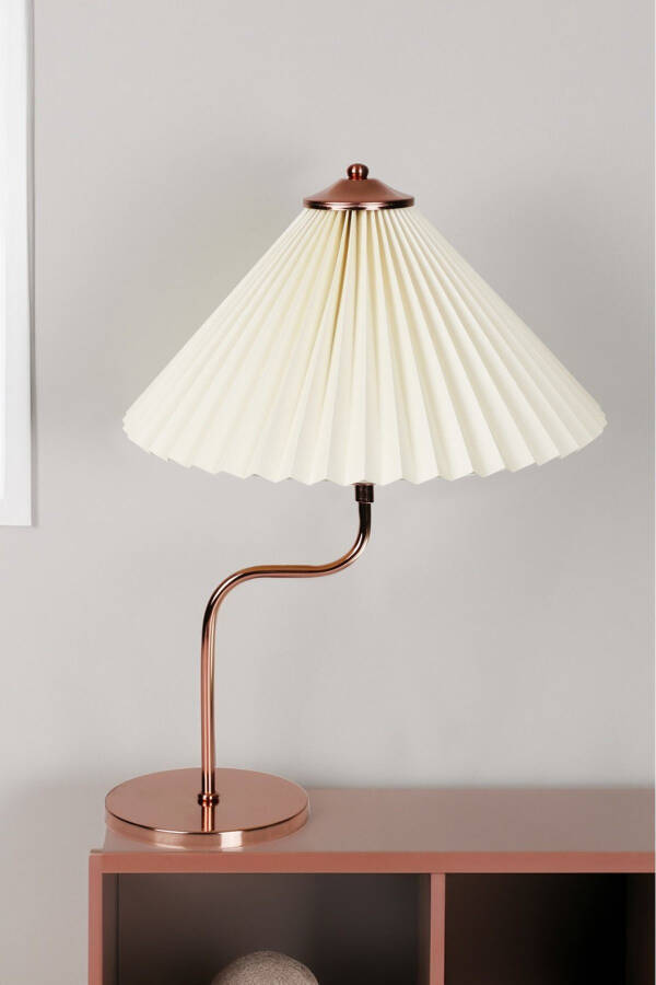 Michigan Rose Gold Copper Plated Metal Lampshade - Cream Crinkle - 3