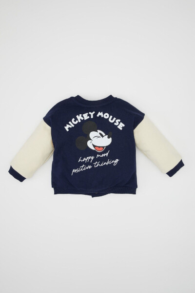 Mickey & Minnie printed, college neck, snap closure bomber jacket. - 4