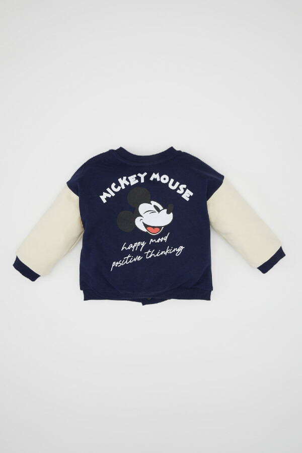 Mickey & Minnie printed, college neck, snap closure bomber jacket. - 4