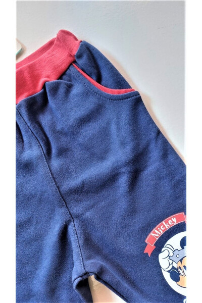 Mickey Mouse Baby Boy 100% Cotton Ribbed Navy Blue Pants - 23