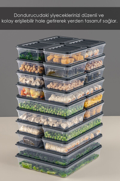 Microwave and Freezer Safe 24 Piece Food Storage Container Set, 2x2400Ml 4x1200Ml 6x1170Ml 12x600Ml, Anthracite - 13