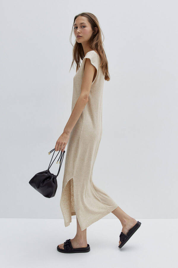 Midi dress with linen blend - 1