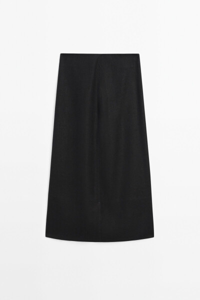 Midi skirt with stitch detailing, made of 100% linen. - 6