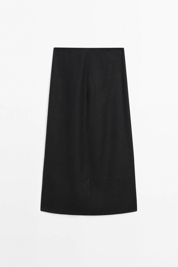 Midi skirt with stitch detailing, made of 100% linen. - 6