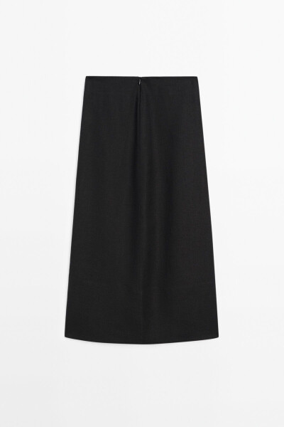 Midi skirt with stitch detailing, made of 100% linen. - 8