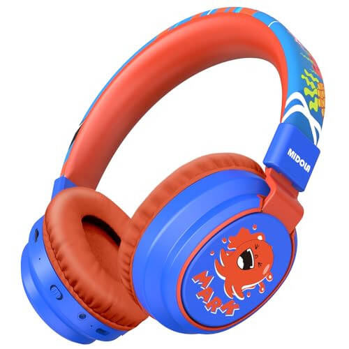 MIDOLA Kids Headphones Wireless Bluetooth Volume Limit 85dB /110dB Over Ear Foldable Headset with Mic/Wired Inline AUX Cord for Children Boy Girl School Tablet Pad Phone Cartoon Blue - 1