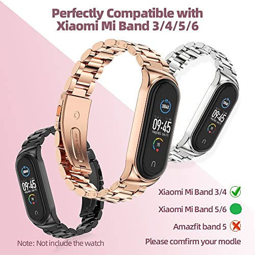 MIJOBS Mi Band 7 Mi Band 6 Tasmasi Xiaomi Mi Band 5 4 3 uchun, Zanglamaydigan Po'lat Soat Tasmasi Metall O'rnini Bosadigan Bilaguzuk Bilaguzuk Mi Smart Band 5 uchun - 2