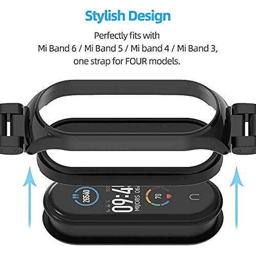 MIJOBS Mi Band 7 Mi Band 6 Tasmasi Xiaomi Mi Band 5 4 3 uchun, Zanglamaydigan Po'lat Soat Tasmasi Metall O'rnini Bosadigan Bilaguzuk Bilaguzuk Mi Smart Band 5 uchun - 3