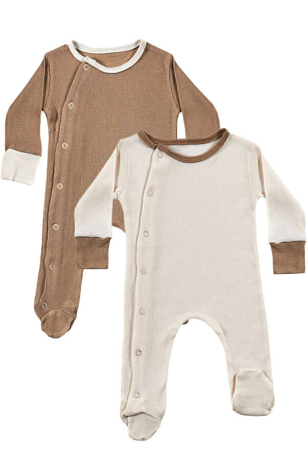 Milky Chocolate Baby Onesie Set 2 Pieces Unisex Organic Cotton Newborn Gift Set - 9